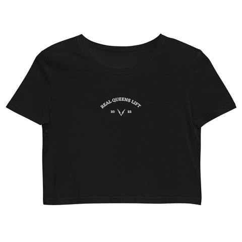 QUEENS LIFT CROP TEE - DTBG - BLACK/WHITE